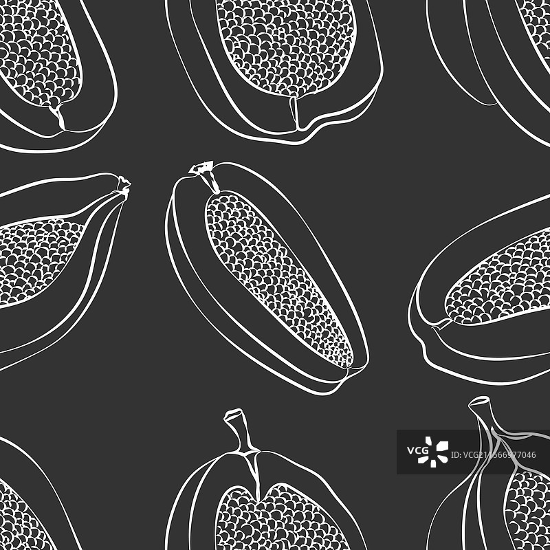 木瓜无缝图案水果单色图片素材