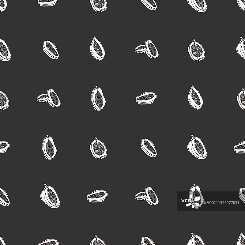 木瓜无缝图案水果单色图片素材