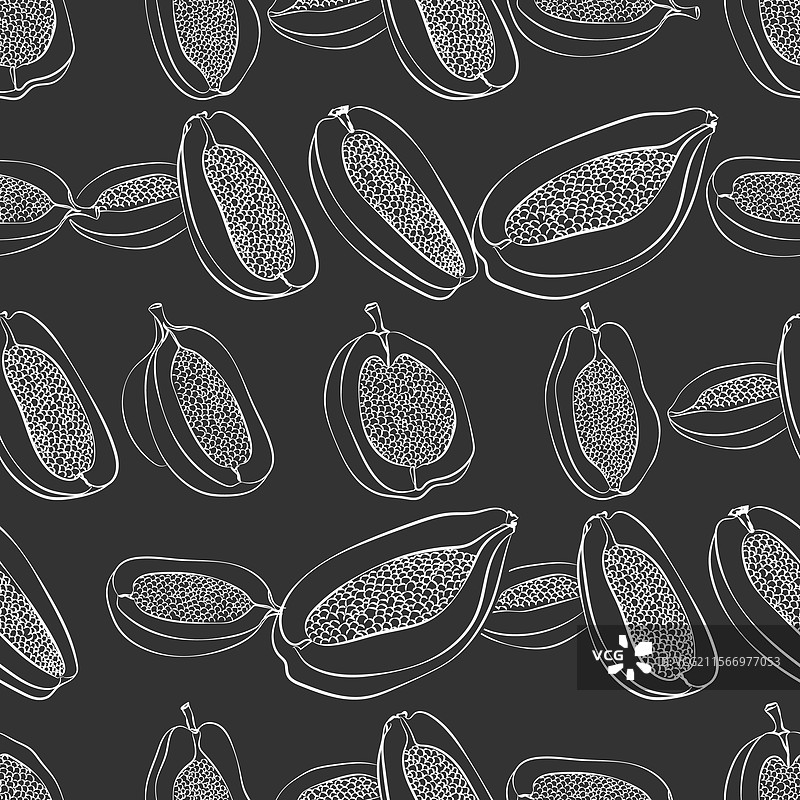 木瓜无缝图案水果单色图片素材