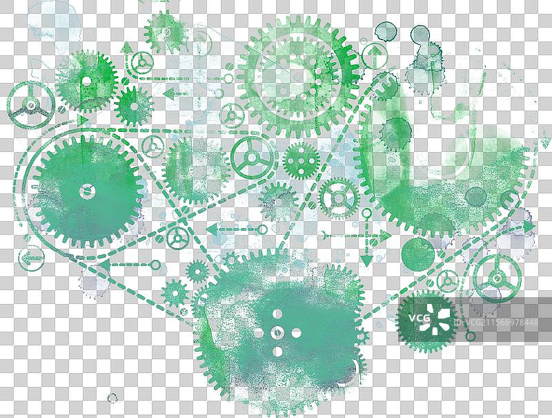 水墨绿色工业齿轮设计元素图片素材