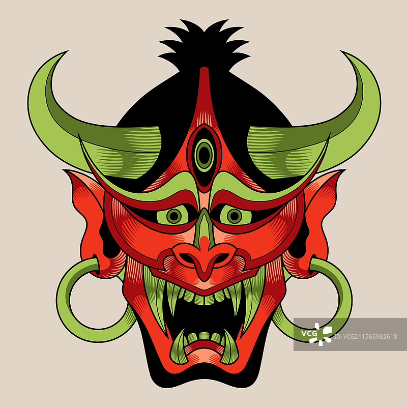 日本鬼面传统纹身图片素材