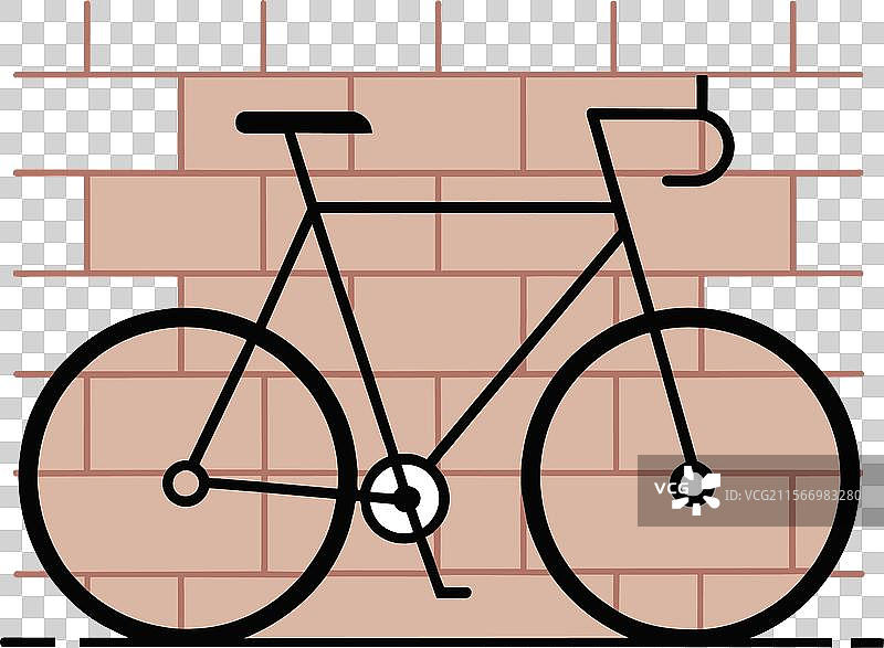 极简线条艺术自行车靠在一旁图片素材