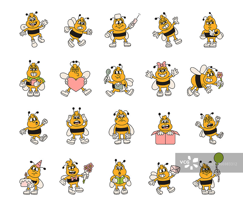 蜜蜂昆虫角色系列，包含多种不同类型图片素材