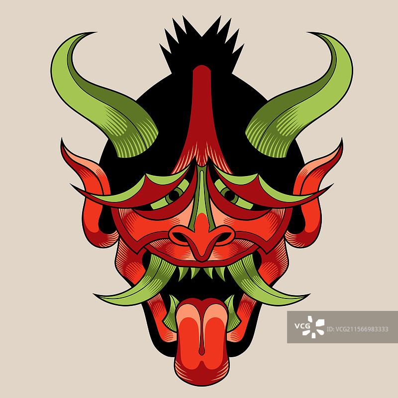 日本鬼面传统纹身图片素材