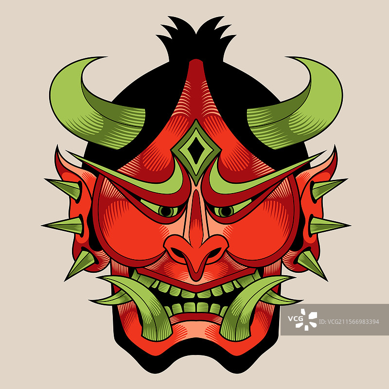 日本鬼面传统纹身图片素材