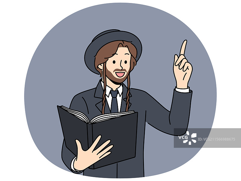 犹太男子手持宗教经典书籍图片素材