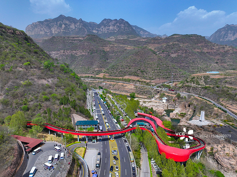 河南省安阳市林州红旗渠青年洞景区航拍图片素材