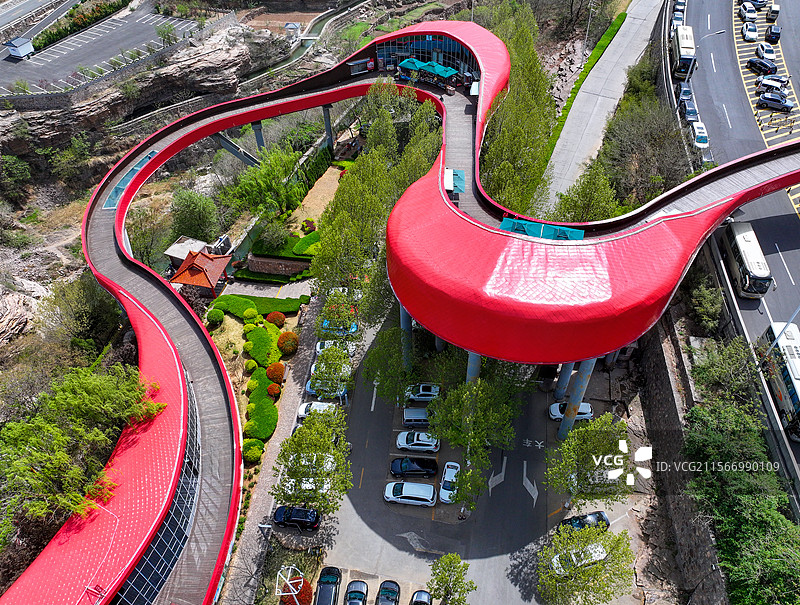 河南省安阳市林州红旗渠青年洞景区航拍图片素材