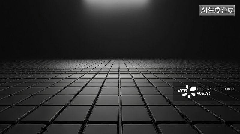 【AI数字艺术】黑暗房间中的网格地板图片素材