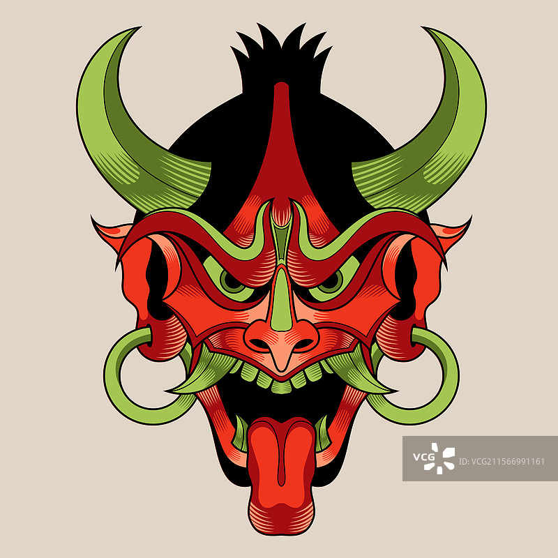 日本鬼面传统纹身图片素材