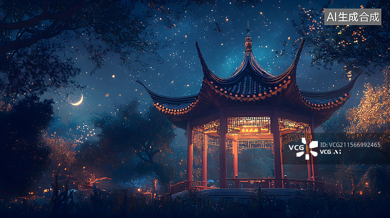 【AI数字艺术】中国风风景插画图片素材