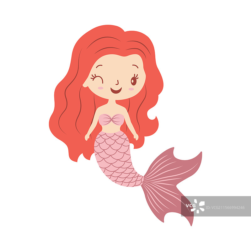 可爱漂亮的小女孩美人鱼卡通角色图片素材