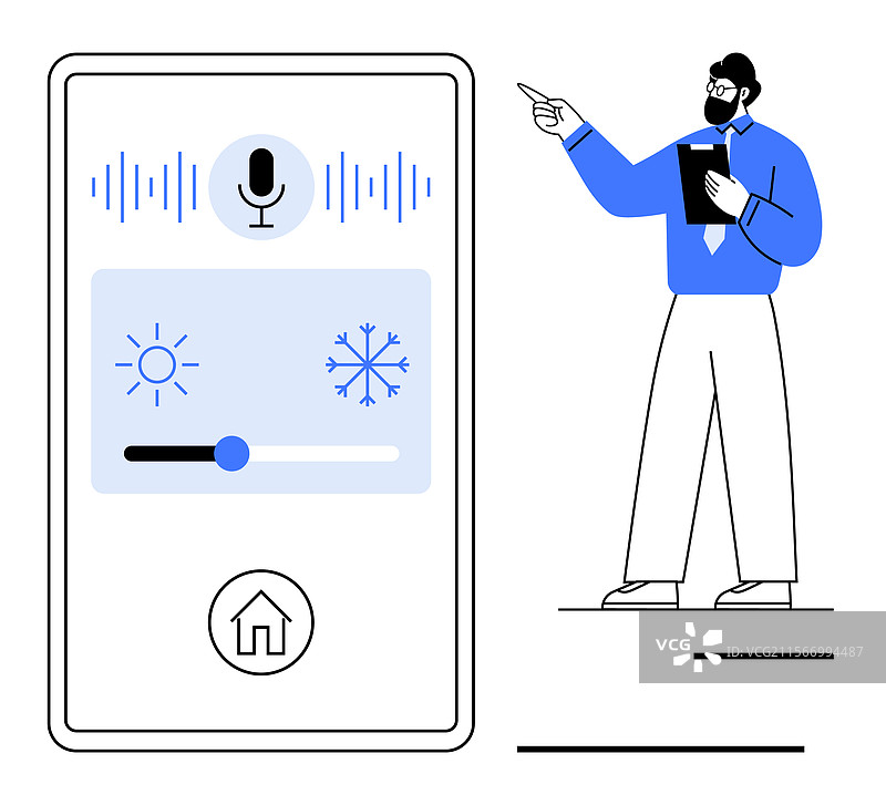 智能家居控制界面与语音命令图片素材
