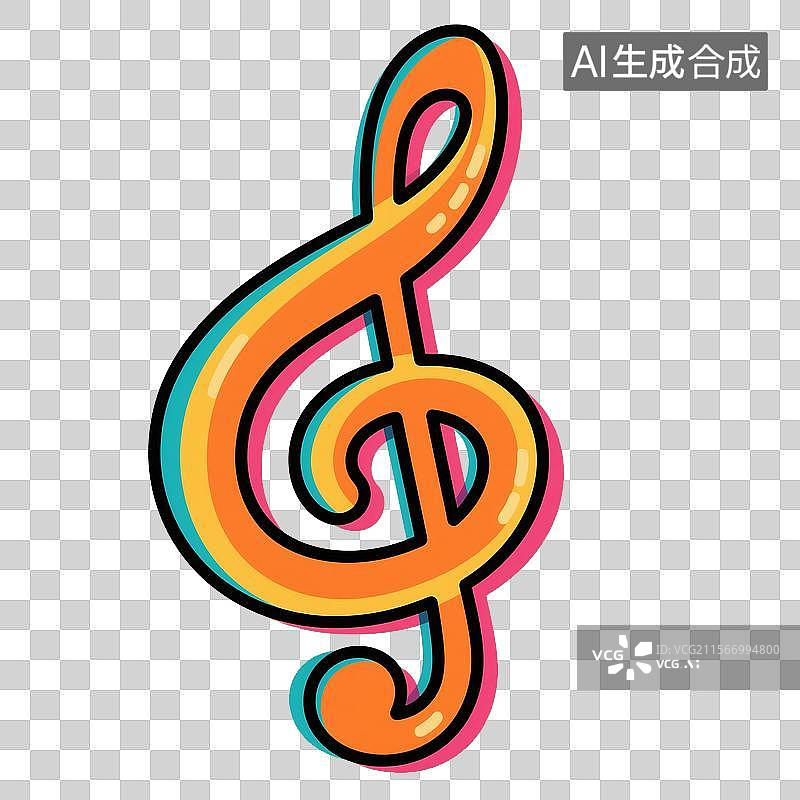 【AI数字艺术】多巴胺色彩的卡通音符插画图片素材