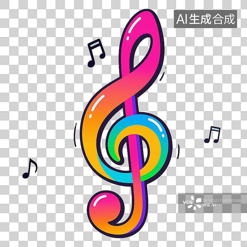 【AI数字艺术】彩色的音乐符号图片素材