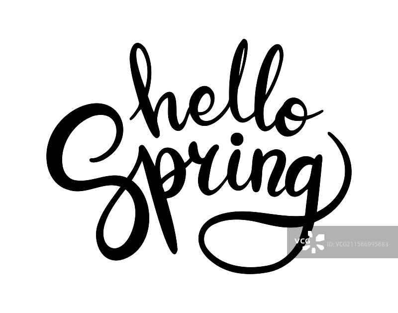 手绘涂鸦短语“你好春天”图片素材
