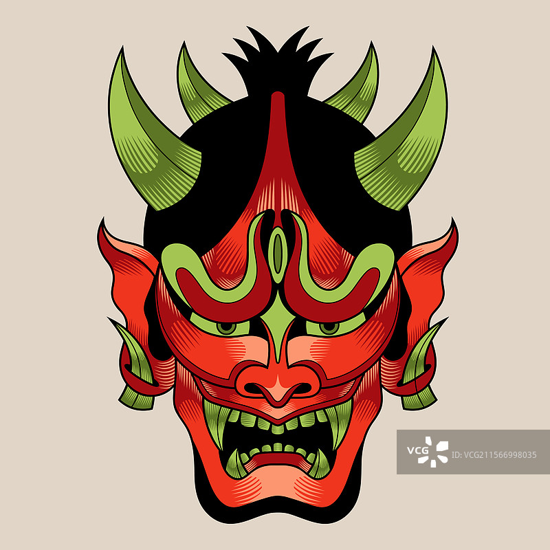 日本鬼面传统纹身图片素材