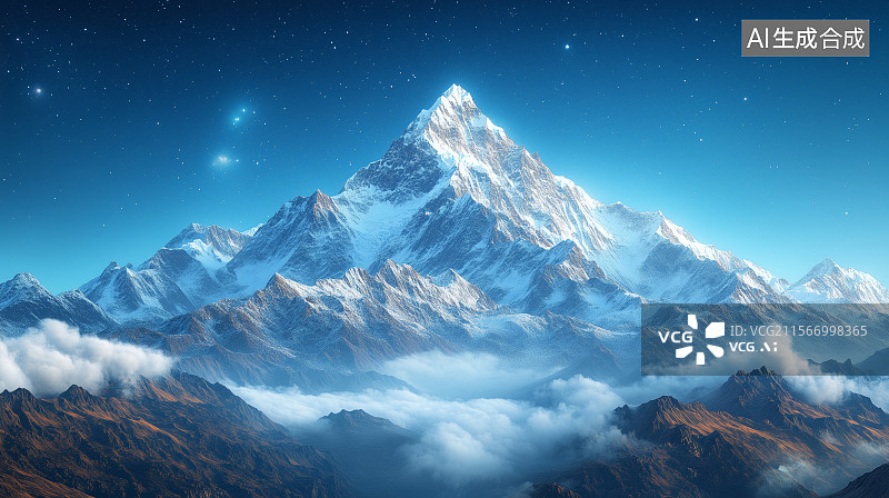 【AI数字艺术】星空银河下的山峰自然风光图片素材