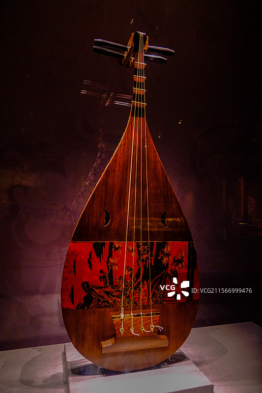 丝绸之路乐器，新疆博物馆馆藏文物精品，吐鲁番阿斯塔那古墓等出土图片素材