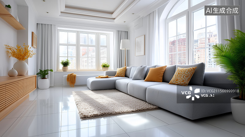 【AI数字艺术】现代简约风格的客厅图片素材