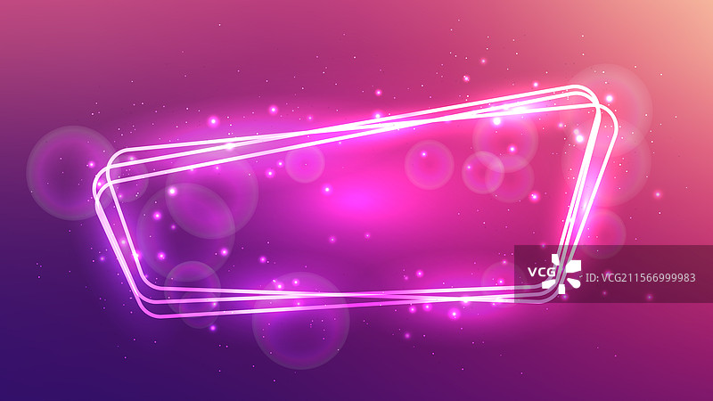 霓虹圆形边框，带有闪光效果和图片素材