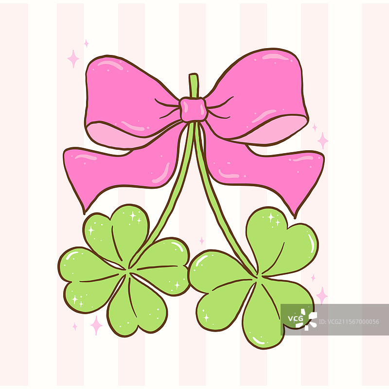 复古的四叶草与调皮的圣帕特里克节女郎图片素材