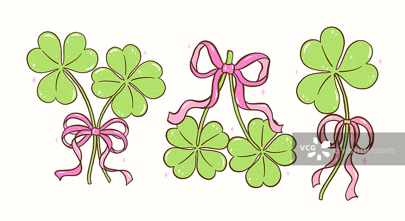 复古的四叶草与调皮的圣帕特里克节女郎图片素材