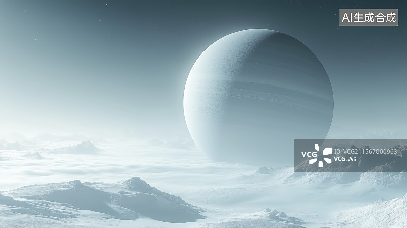 【AI数字艺术】冰冻星球上的神秘景观图片素材
