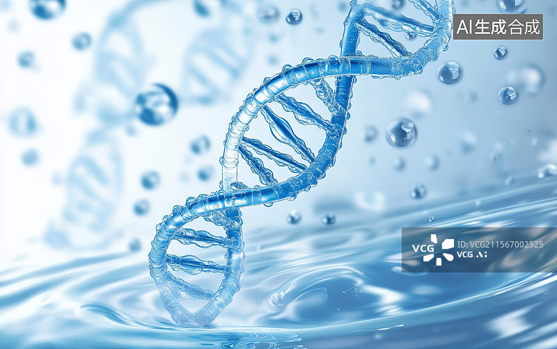 【AI数字艺术】DNA双螺旋结构在水中的图像图片素材