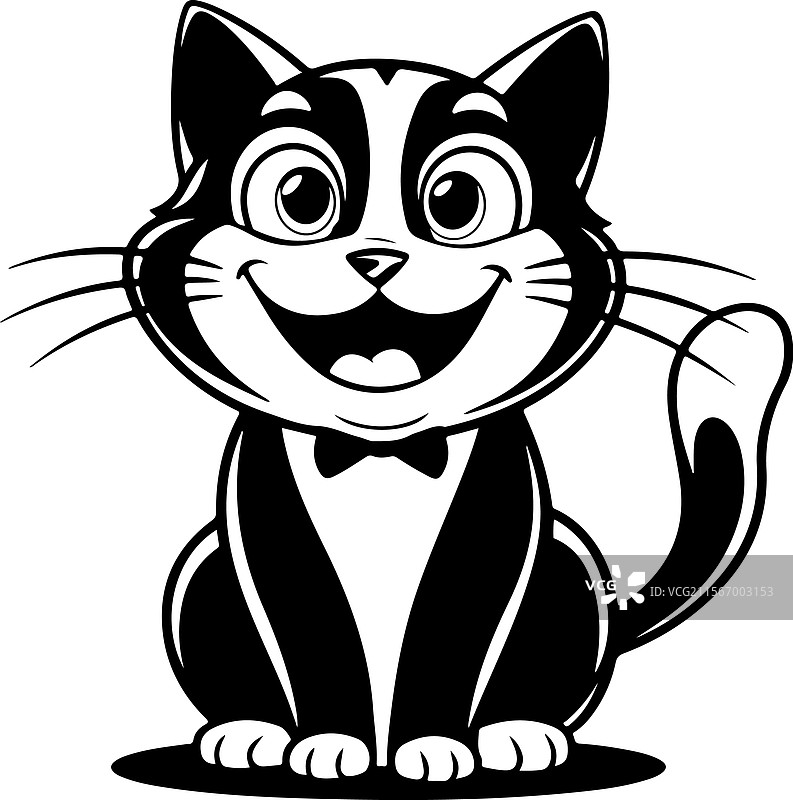 一只黑白相间的卡通猫图片素材
