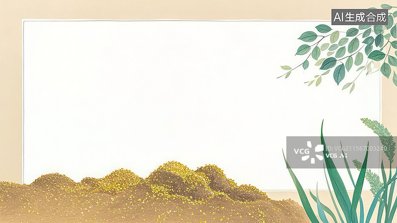 【AI数字艺术】水墨画环绕1自然景观中的植物与土壤图片素材