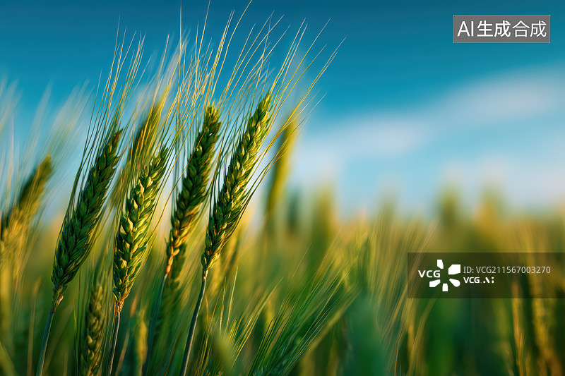【AI数字艺术】麦田里的绿色小麦图片素材