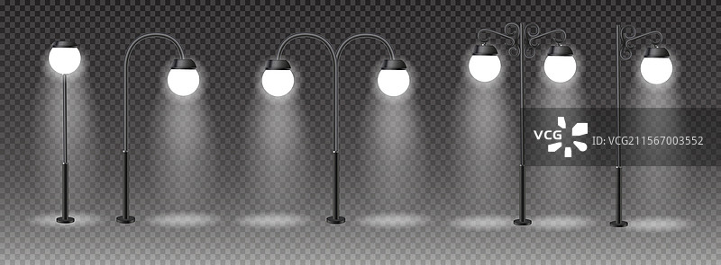 现代与复古的3D城市街灯图片素材