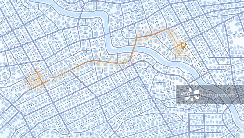 城市顶部视角的GPS地图导航到自己家图片素材