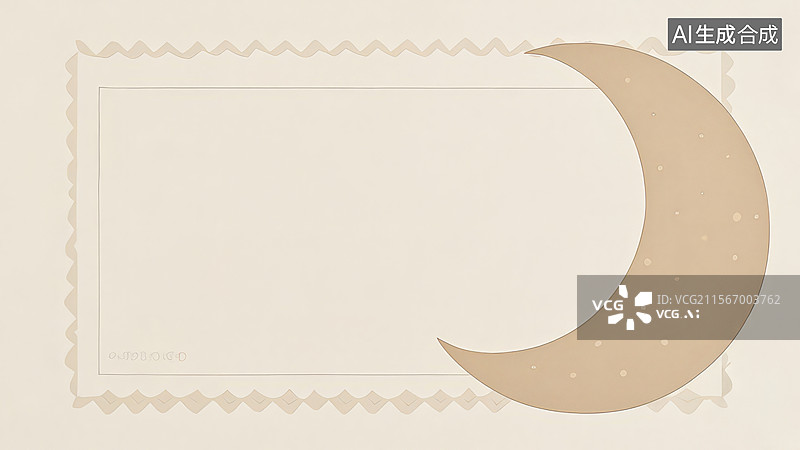 【AI数字艺术】水墨画居右1带有月牙图案的装饰边框图片素材