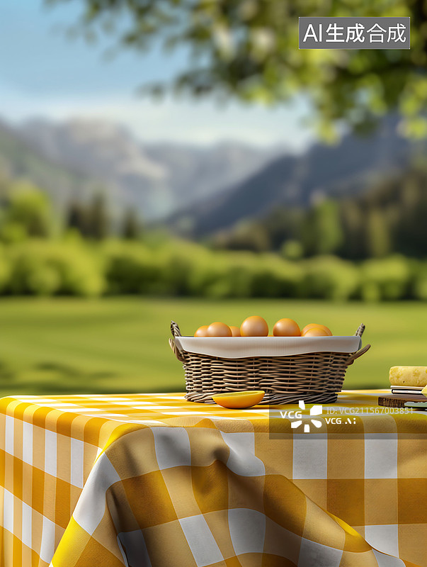 【AI数字艺术】3D渲染露营野餐桌图片素材