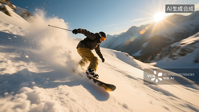 【AI数字艺术】雪山之巅的滑雪之旅图片素材
