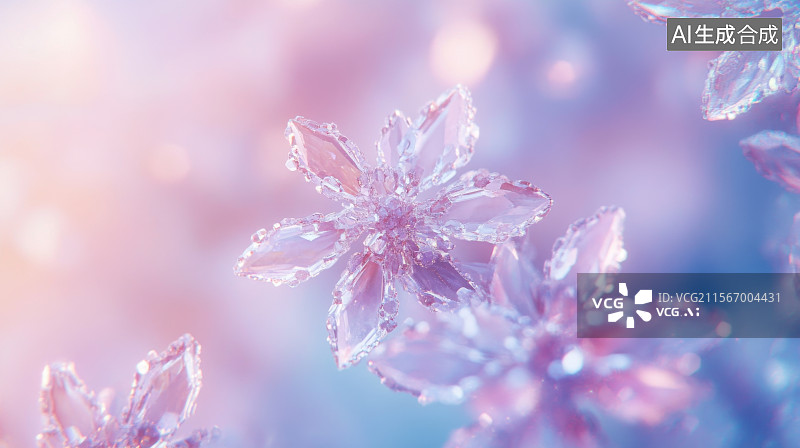 【AI数字艺术】清新治愈雾凇结冰植物特写背景图片素材