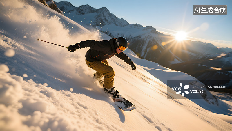 【AI数字艺术】雪山之巅的滑雪之旅图片素材