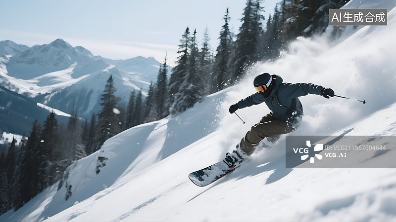 【AI数字艺术】雪山之巅的滑雪之旅图片素材