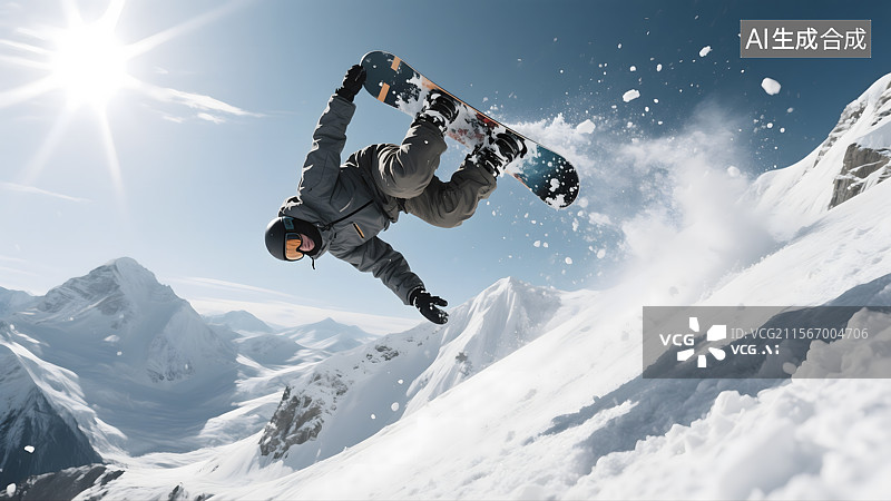 【AI数字艺术】雪山之巅的滑雪之旅图片素材