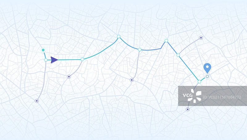 GPS导航到多个标记和图钉上图片素材