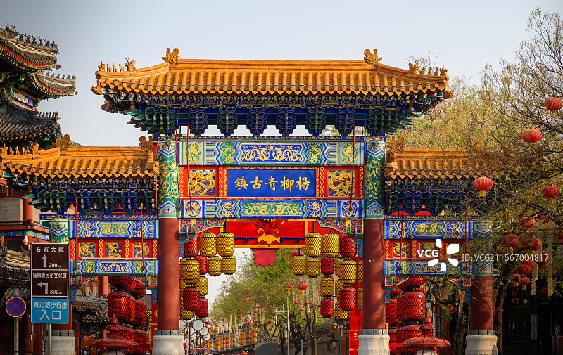 天津杨柳青古镇景区古镇牌楼图片素材