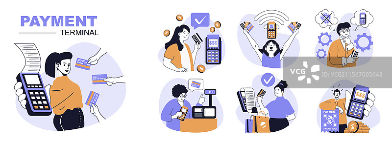 平面网页设计中的支付终端概念集图片素材