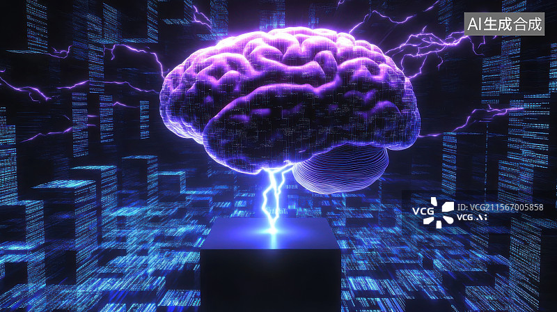 【AI数字艺术】科技大脑头脑风暴信息传输脑机芯片图片素材