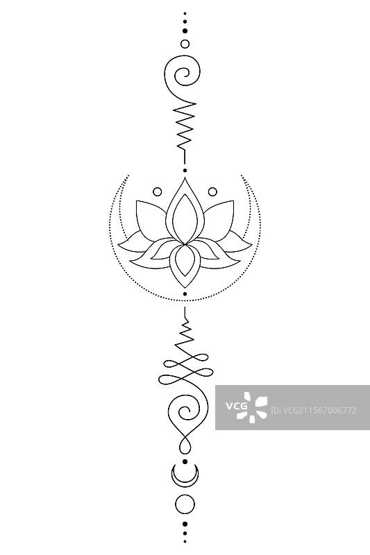 神圣莲花乌纳罗美纹身设计极简风格图片素材