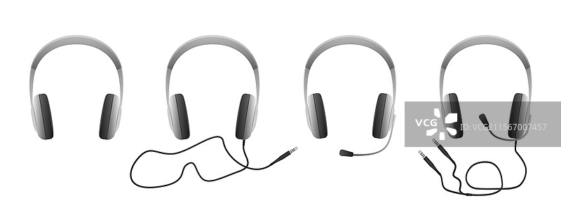 无线和有线耳机图标集合图片素材