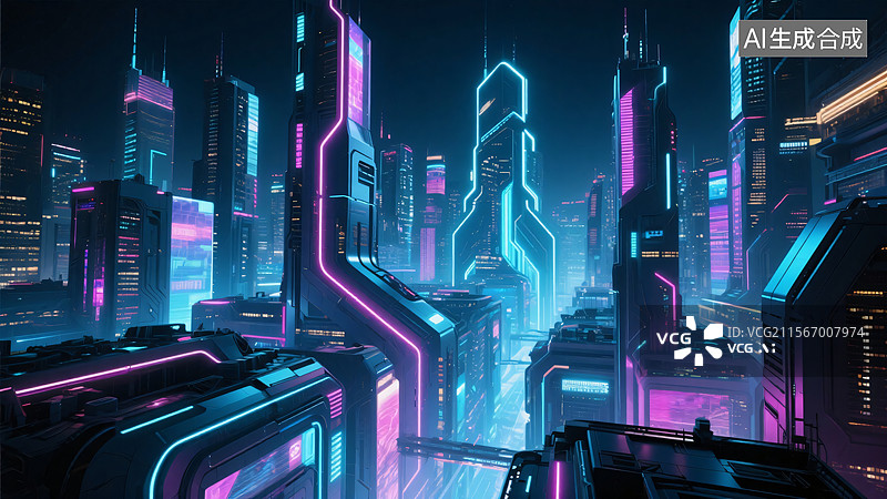 【AI数字艺术】未来都市之光：人工智能引领时代图片素材