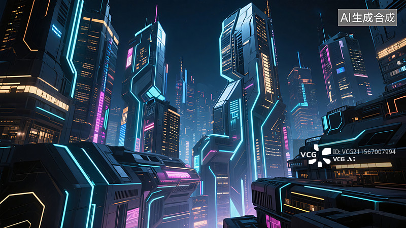 【AI数字艺术】未来都市之光：人工智能引领时代图片素材