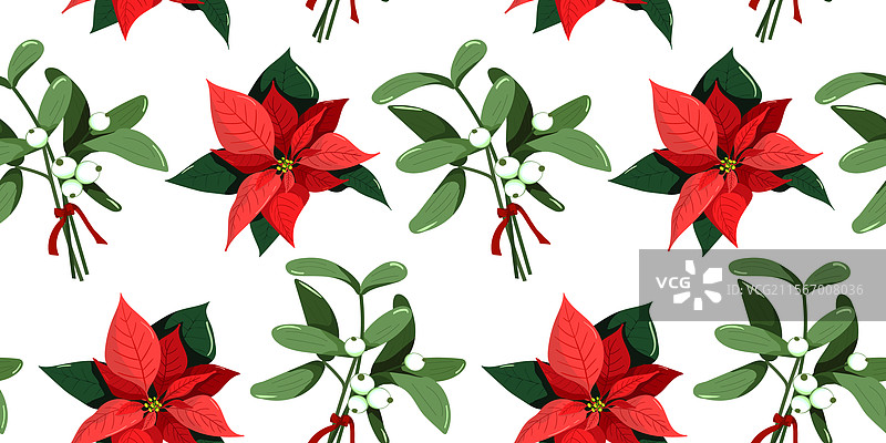 无缝的圣诞节和新年图案，特色包括图片素材